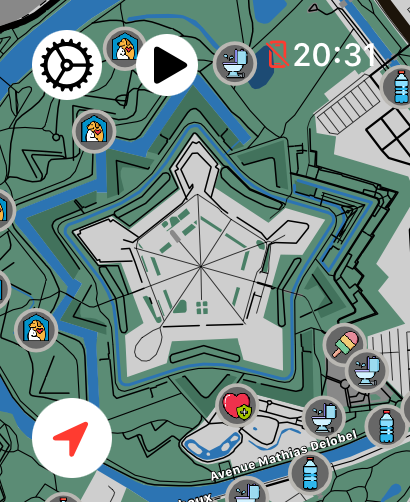 LilyMaps main map display on Apple Watch