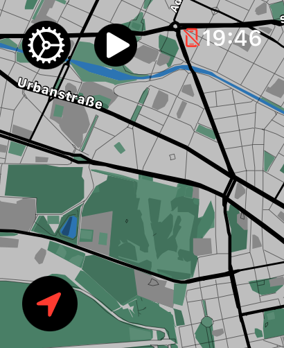 LilyMaps main map display with the gear icon in the upper-left corner