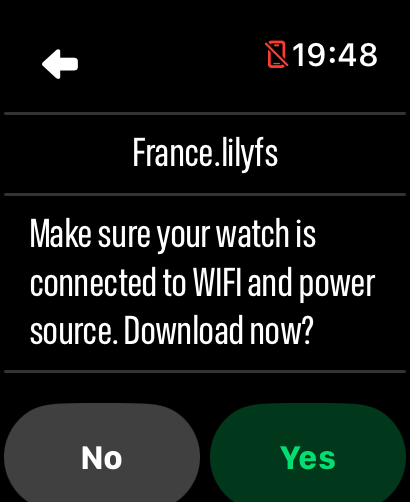 LilyMaps download confirmation for a country map