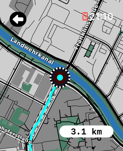 LilyMaps route playback map with the current position and distance