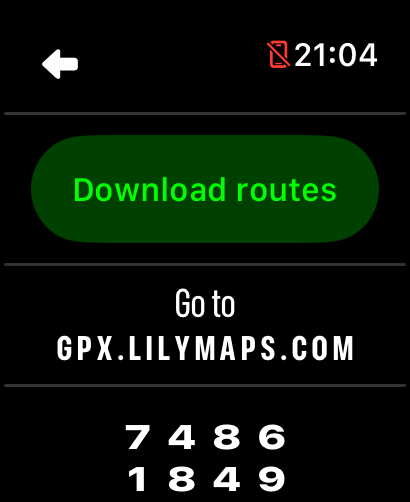 LilyMaps Import new route screen with the Download routes button