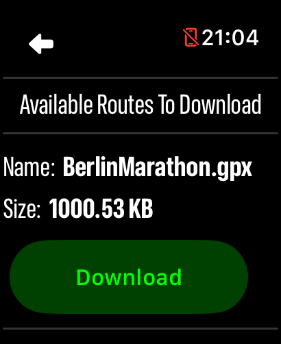 LilyMaps available route with its name, size, and Download button