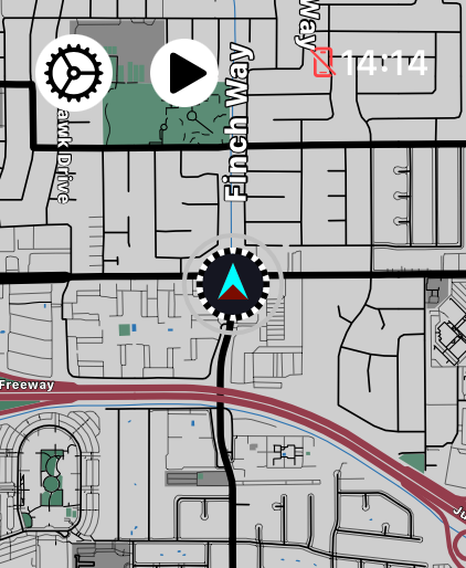 LilyMaps map on Apple Watch with the round play button for opening recording controls