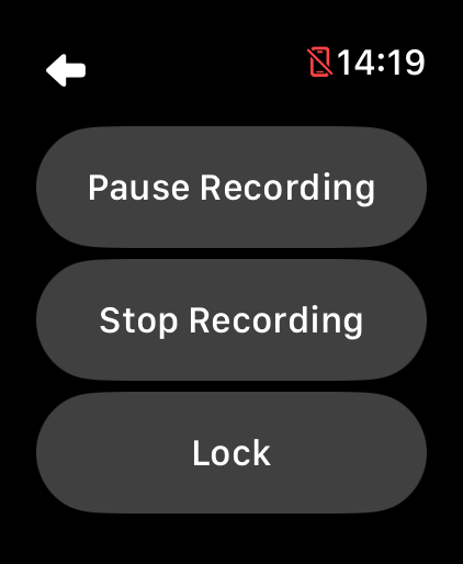 LilyMaps recording controls on Apple Watch with Stop Recording available
