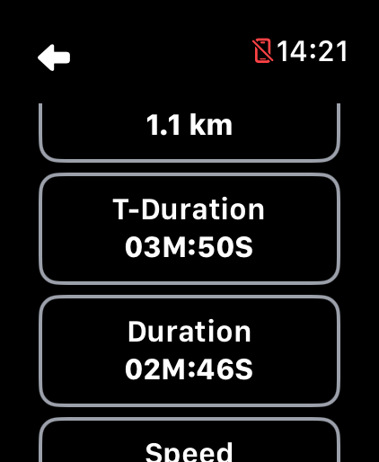 LilyMaps activity summary showing a longer T-Duration than Duration after a paused activity
