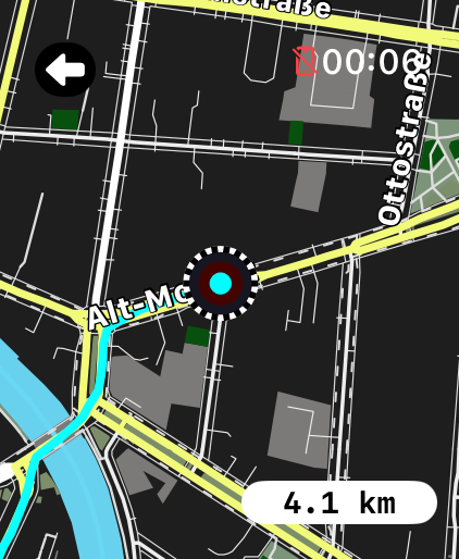 LilyMaps route replay on Apple Watch showing a distance of 4.1 kilometers